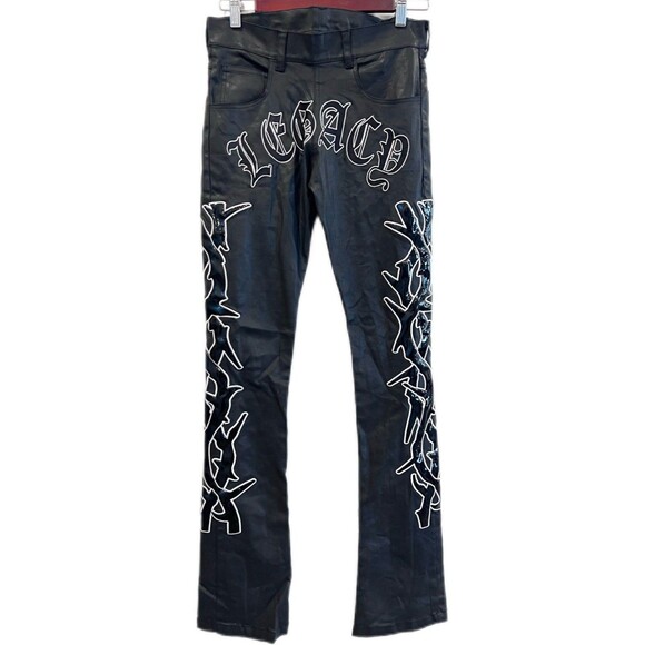 Legacy Of Faith Wax Denim Jeans Pants Streetwear Size 28 Black White
